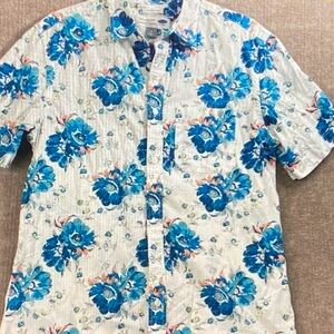 Old Navy Blue and White Floral Button Down Shirt